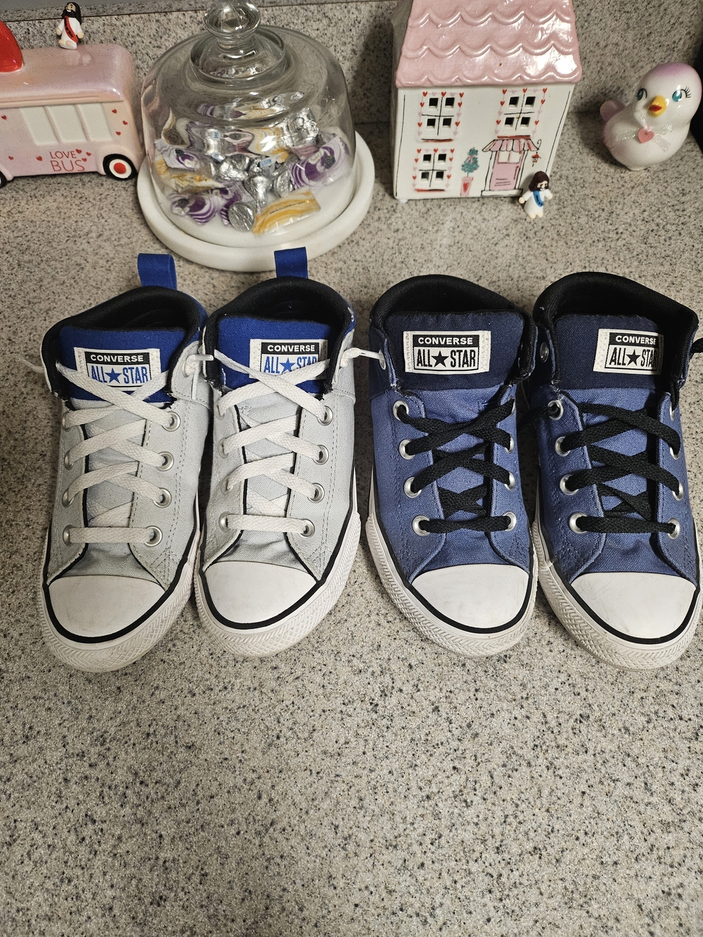 Converse Kids' All Star Canvas Sneakers - Light Gray & Navy